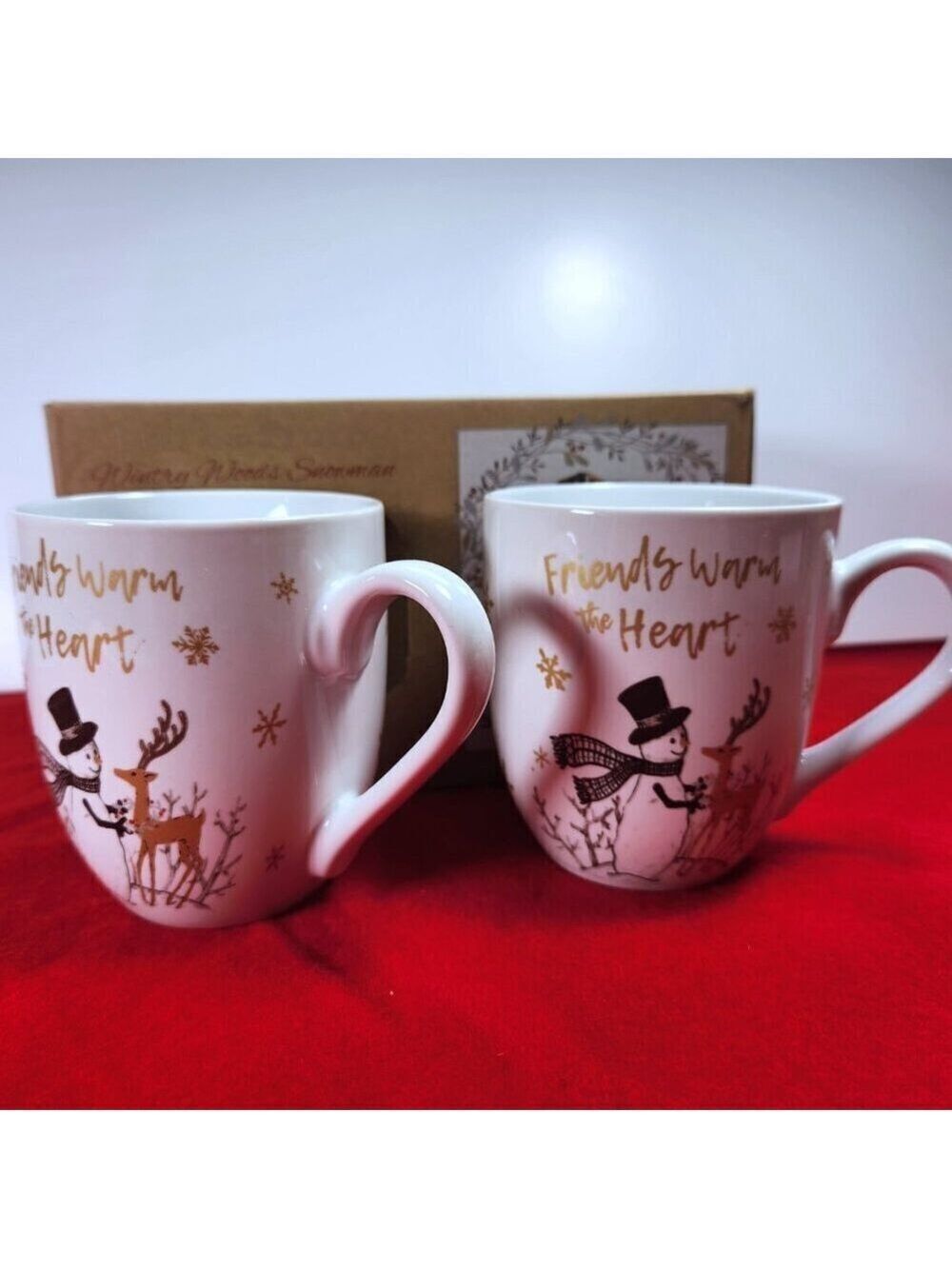 Fitz And Floyd Snowman Holiday Mug Set Ceramic Mugs Wintery Woods Christmas New